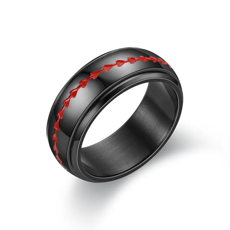 Men's titanium steel hip hop simplicity ring blue rose gold electroplated polished Korean style size 07-11