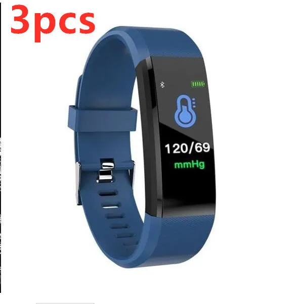 ID115Plus smart bracelet with OLED touch screen and heart rate monitor in black colour