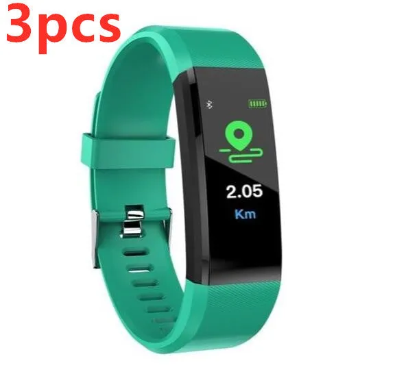 ID115Plus smart bracelet with OLED touch screen and heart rate monitor in black colour