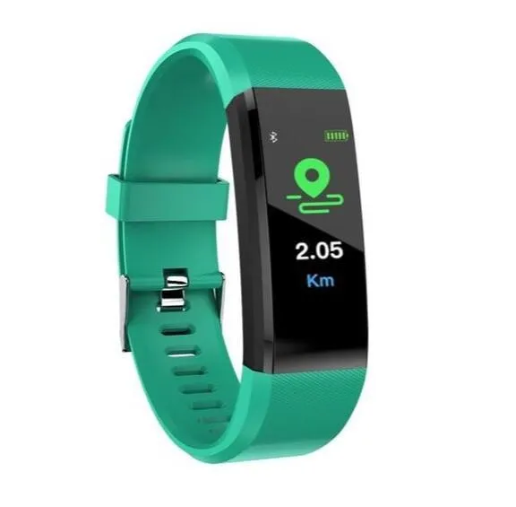ID115Plus smart bracelet with OLED touch screen and heart rate monitor in black colour