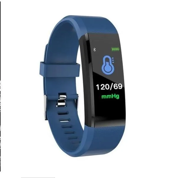 ID115Plus smart bracelet with OLED touch screen and heart rate monitor in black colour