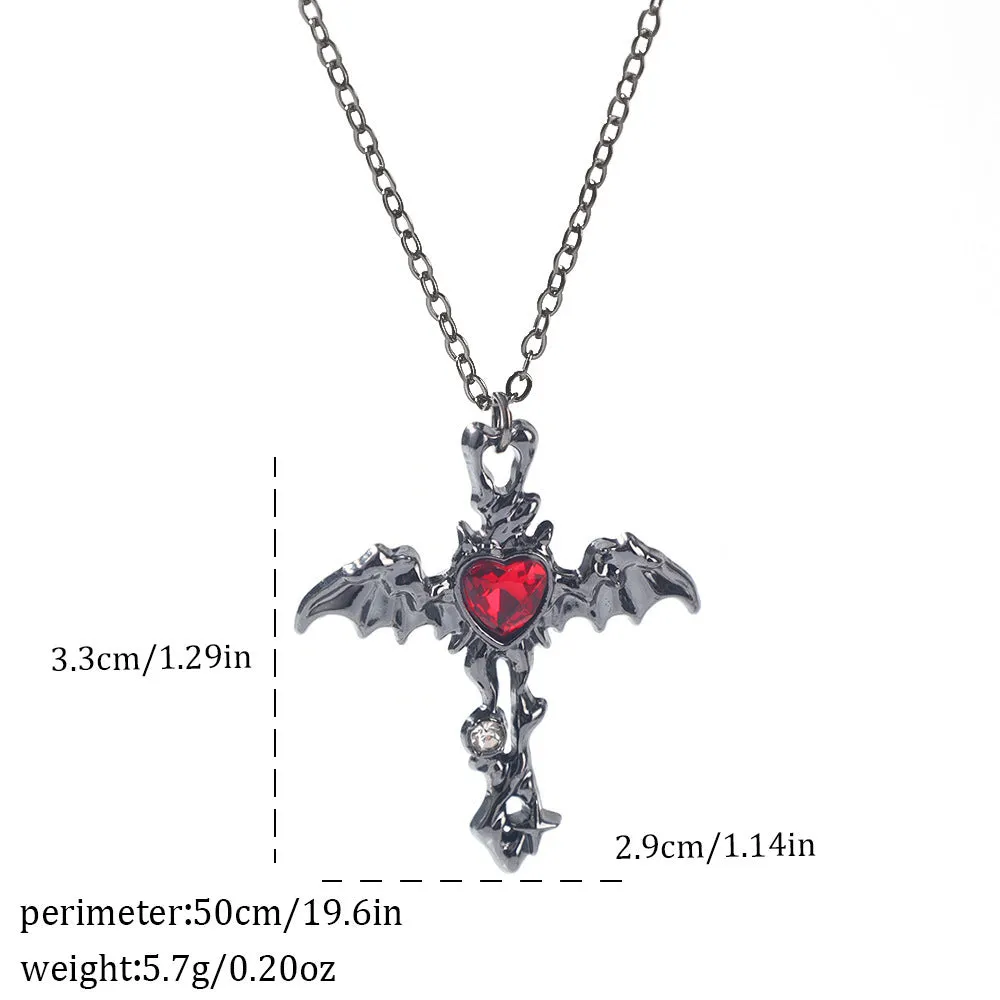 Gothic zinc alloy necklace with electroplated bat and spider pendant designs for Halloween.
