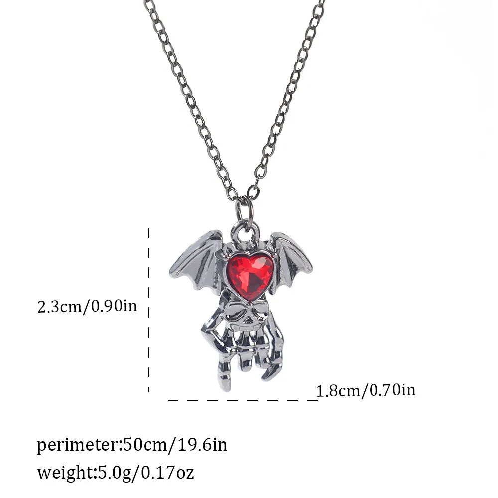 Gothic zinc alloy necklace with electroplated bat and spider pendant designs for Halloween.