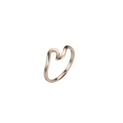 Wavy geometric couple ring in zinc alloy, glossy finish, available in gold, silver, rose gold