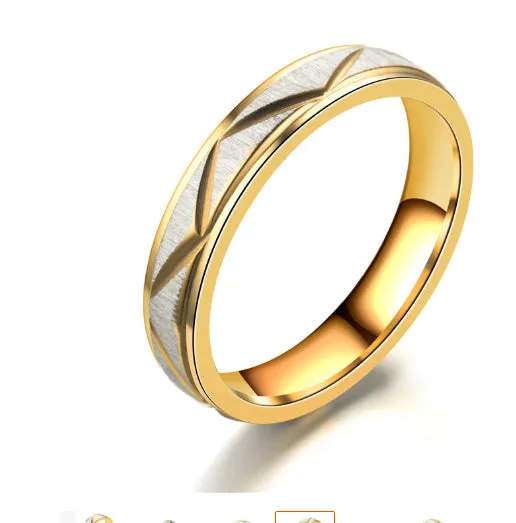 24K gold plated stainless steel couple ring with hand-polished finish in 6mm face width