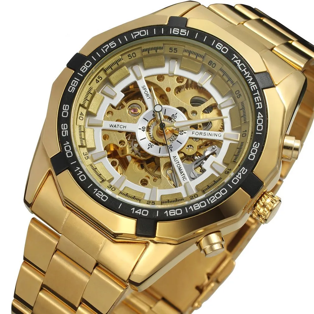 Men's automatic mechanical watch with round 40.5mm alloy case and pointer display on a light background