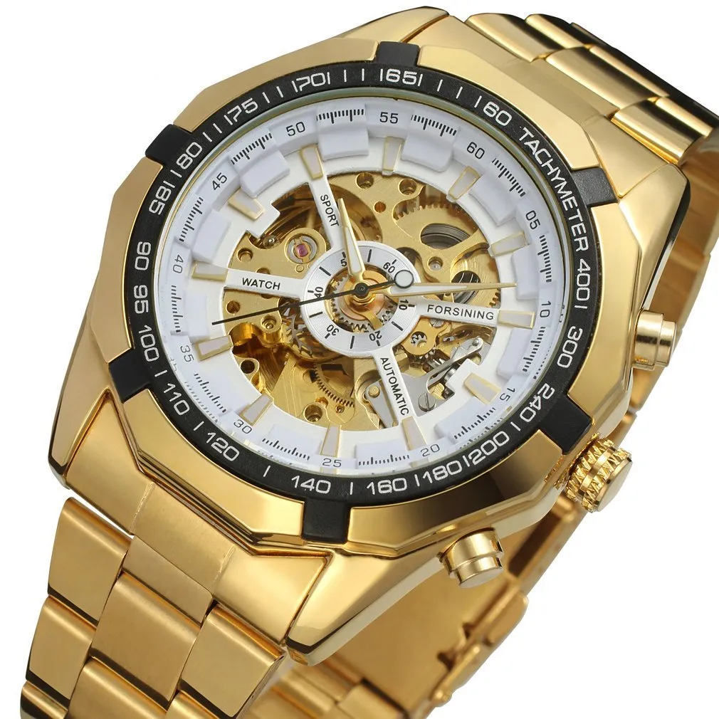 Men's automatic mechanical watch with round 40.5mm alloy case and pointer display on a light background