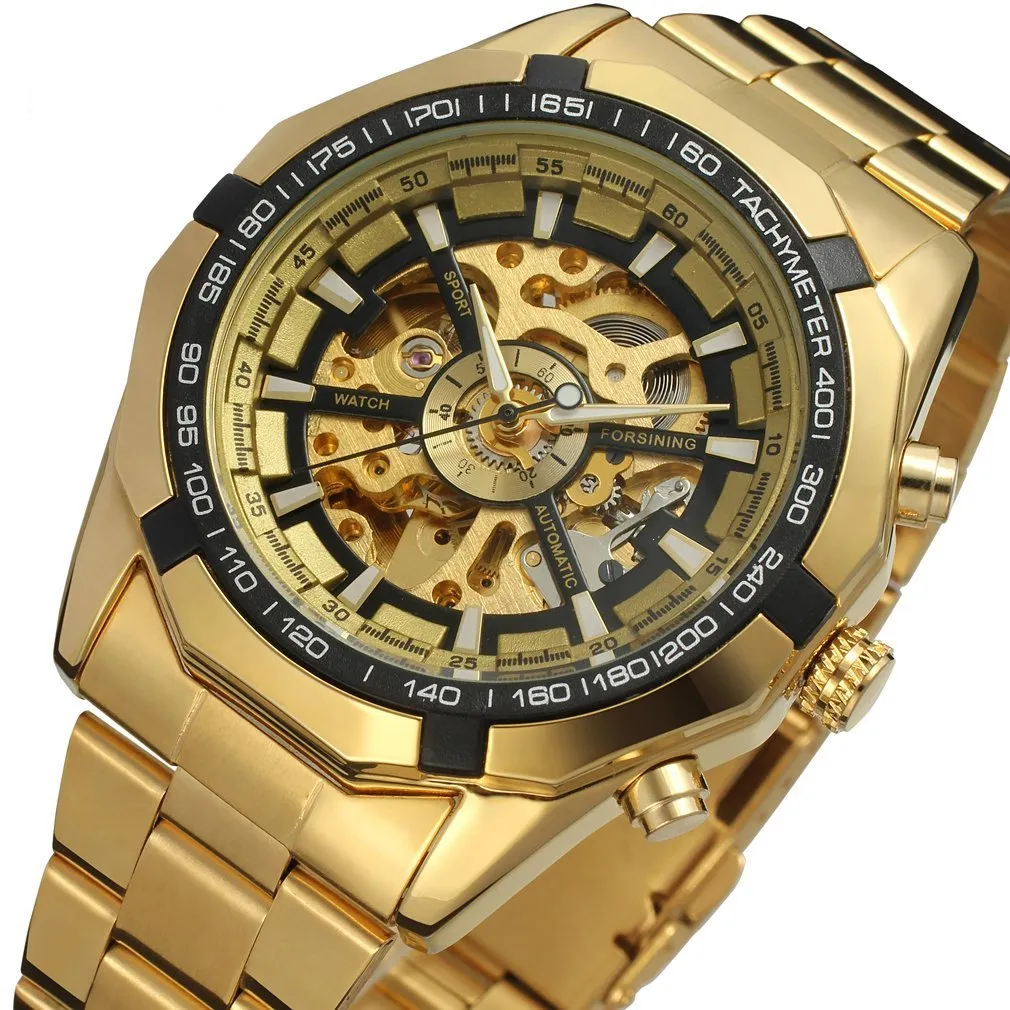 Men's automatic mechanical watch with round 40.5mm alloy case and pointer display on a light background