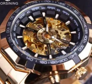Men's automatic mechanical watch with round 40.5mm alloy case and pointer display on a light background