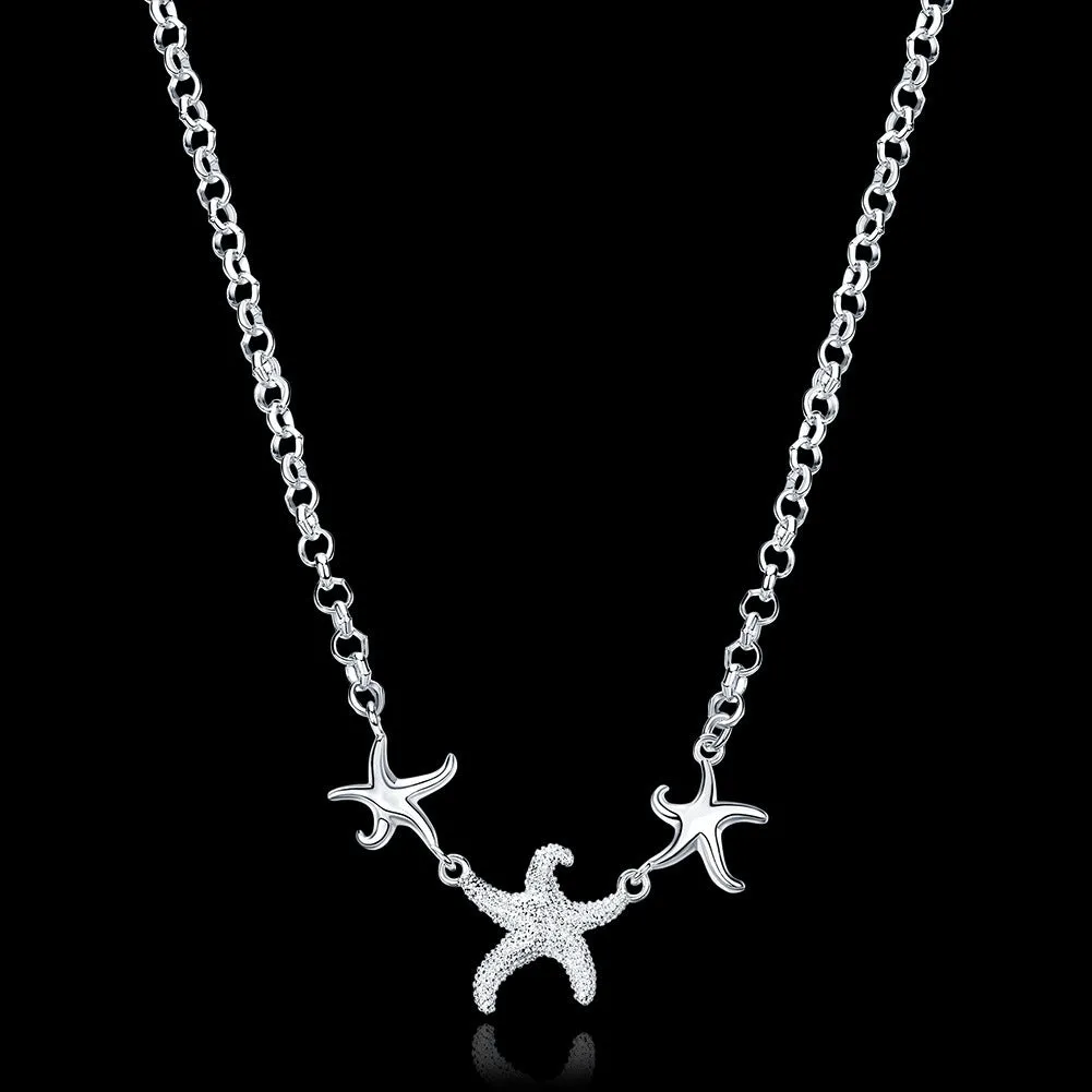 Electroplated silver copper bead necklace with 925 silver pendant and snake bone chain