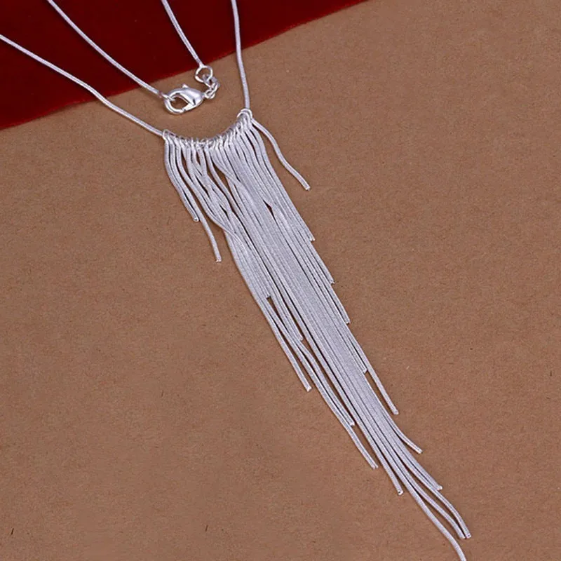 Electroplated silver copper bead necklace with 925 silver pendant and snake bone chain