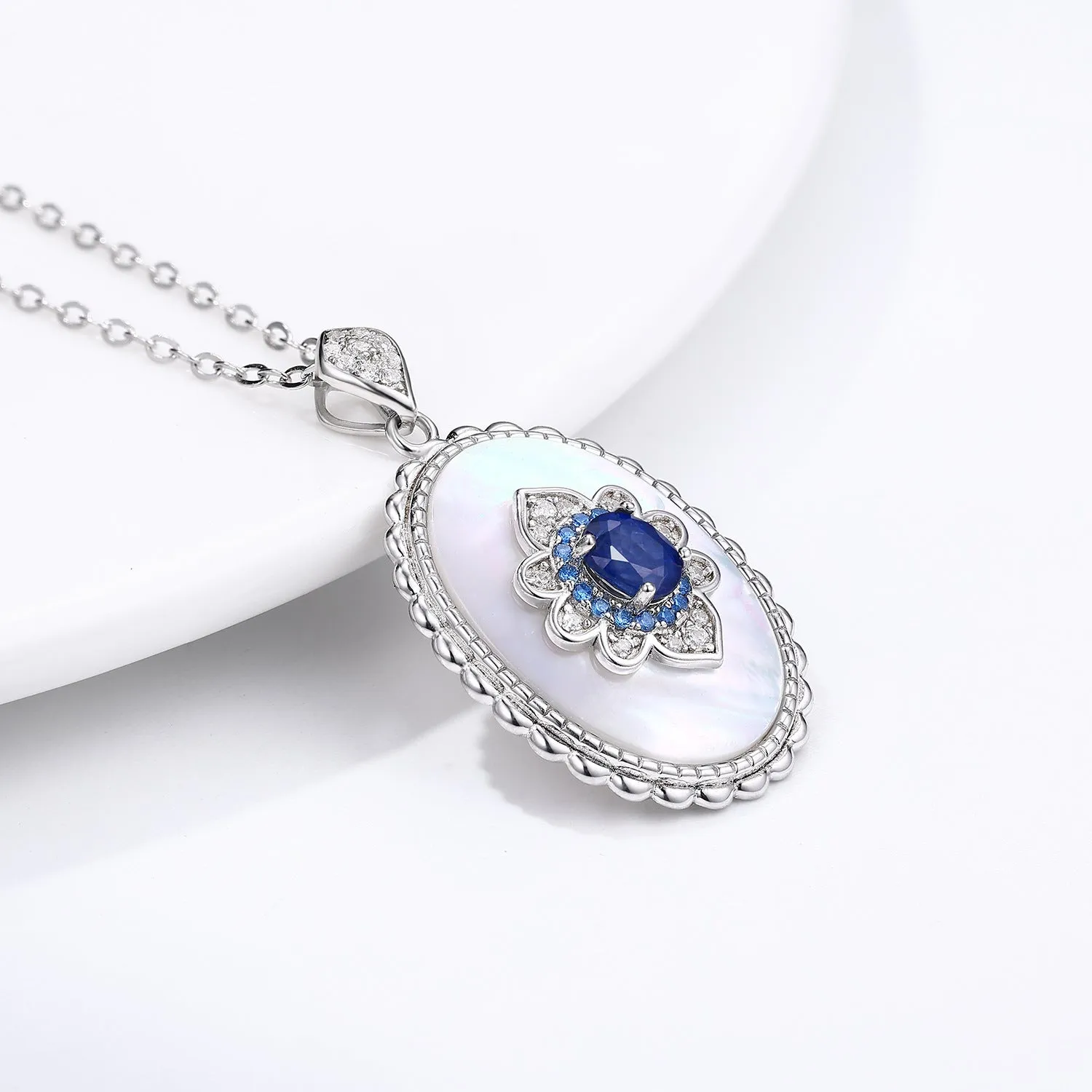 925 sterling silver geometric pendant necklace with platinum gold finish, adjustable o-chain 41-50cm for women