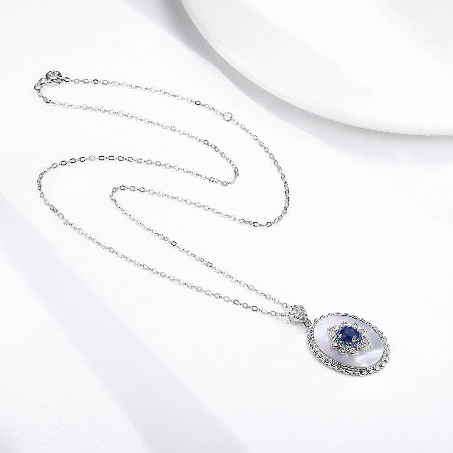 925 sterling silver geometric pendant necklace with platinum gold finish, adjustable o-chain 41-50cm for women