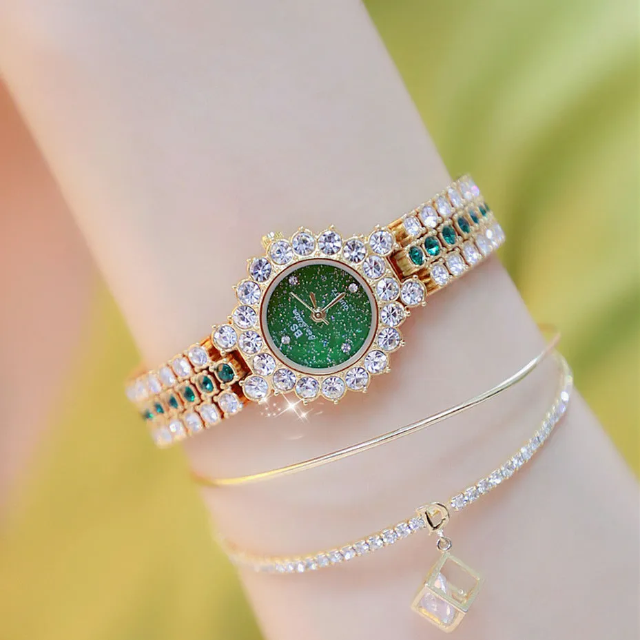 Women's multicolour quartz watch with stainless steel bracelet, alloy case, 8mm thickness