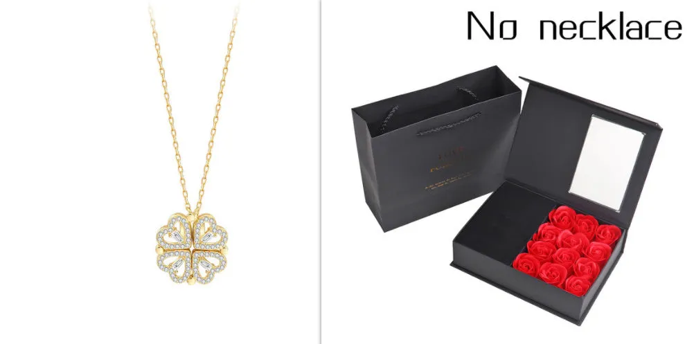 Detachable four-leaf clover necklace in titanium steel with zircon accents, short clavicle chain, multiple wearing options