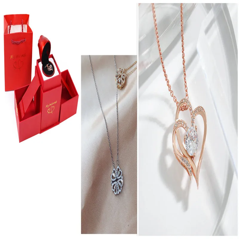 Detachable four-leaf clover necklace in titanium steel with zircon accents, short clavicle chain, multiple wearing options