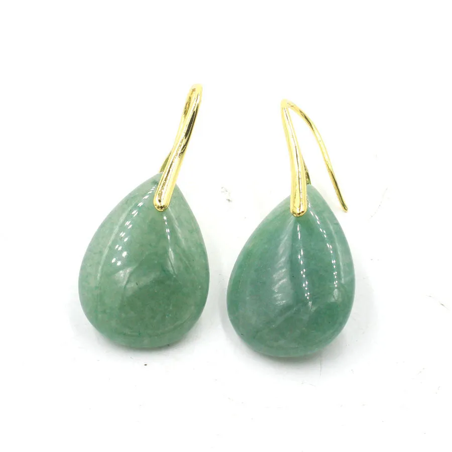A pair of geometric water drop shaped earrings made from crystal in an electroplated finish.