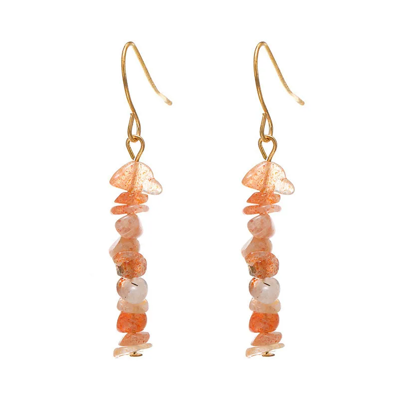 Natural crystal stone women's earrings, teardrop shape, natural stone inlay, six colour options, women's jewellery