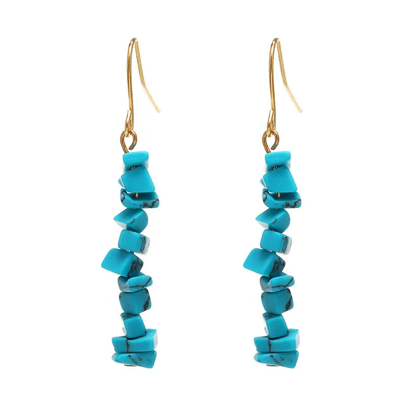 Natural crystal stone women's earrings, teardrop shape, natural stone inlay, six colour options, women's jewellery