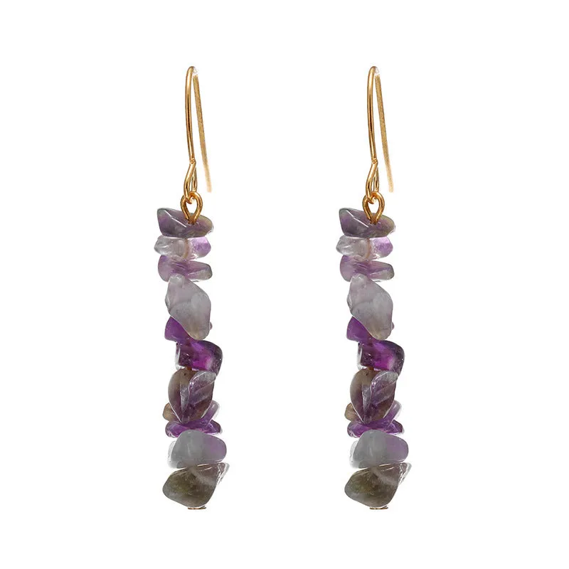 Natural crystal stone women's earrings, teardrop shape, natural stone inlay, six colour options, women's jewellery