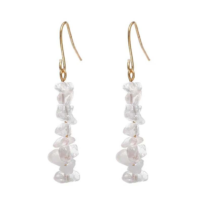 Natural crystal stone women's earrings, teardrop shape, natural stone inlay, six colour options, women's jewellery