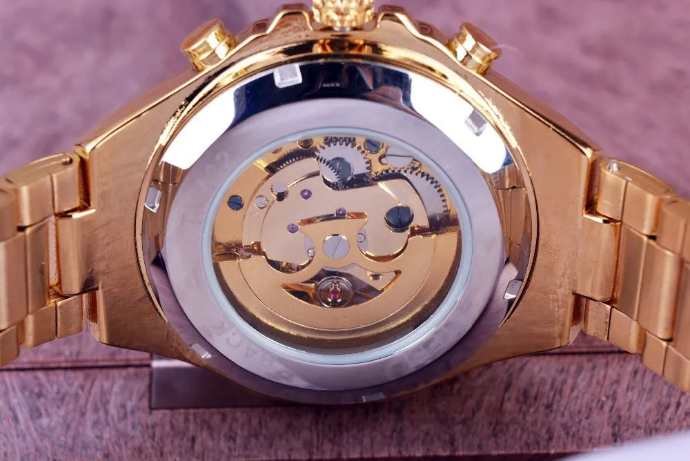 All-steel skeleton automatic mechanical watch for men, silver case, hollow dial visible, 4.4 cm surface width