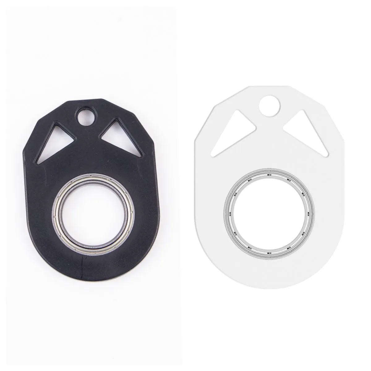 Luminous fidget spinner keychain with bottle opener, 5cm plastic and zinc alloy construction, white and blue options