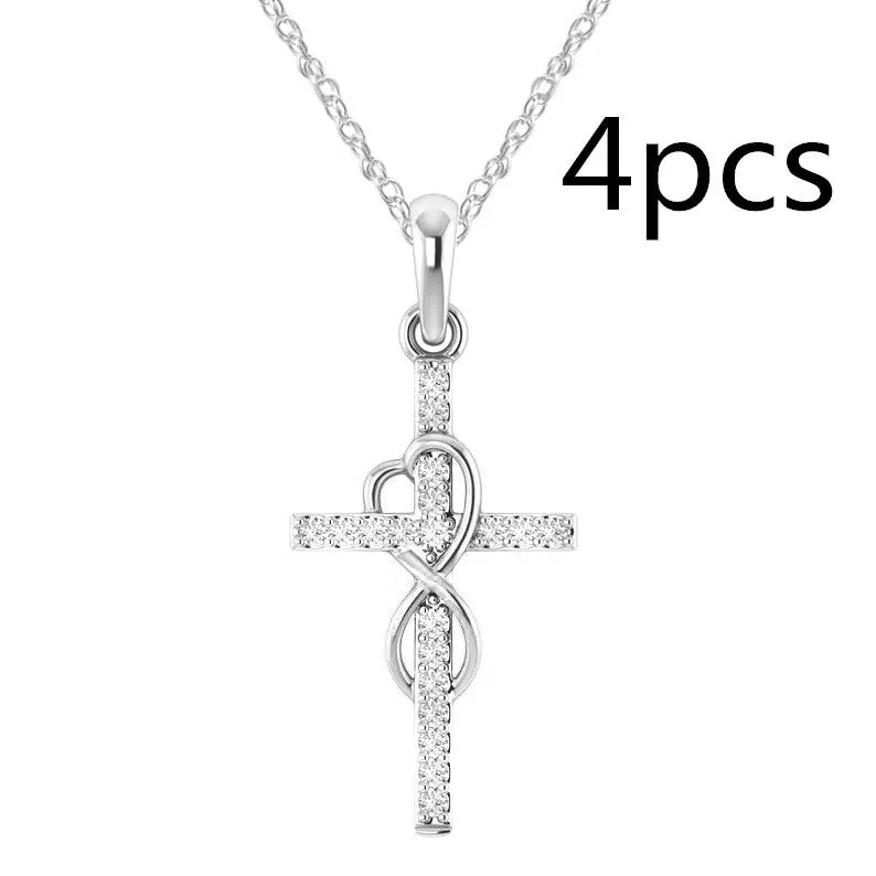 Alloy cross pendant necklace with diamond detail, adjustable chain, gold colour, unisex design