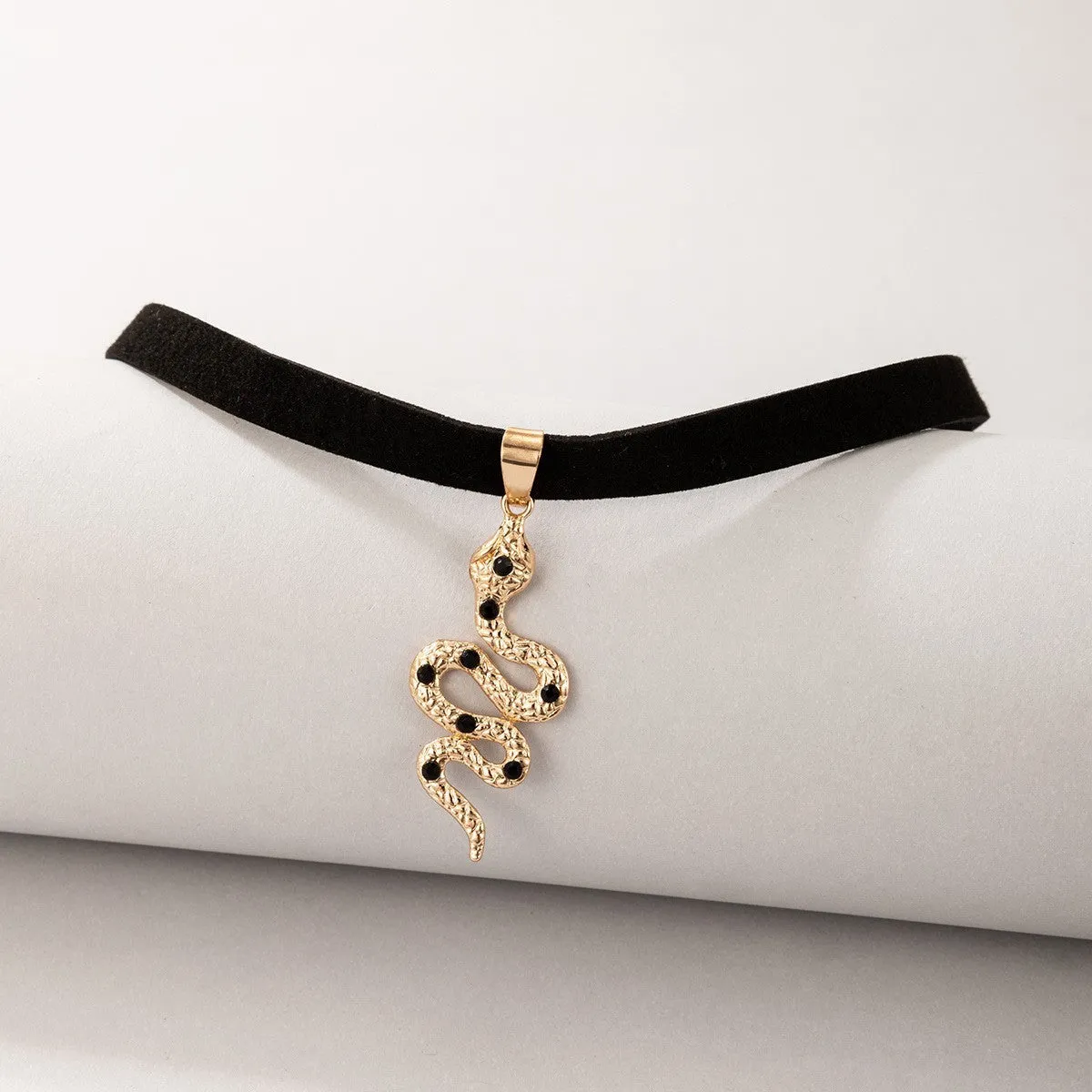 Baroque snake shape choker necklace gothic grunge style women silver gold alloy gift