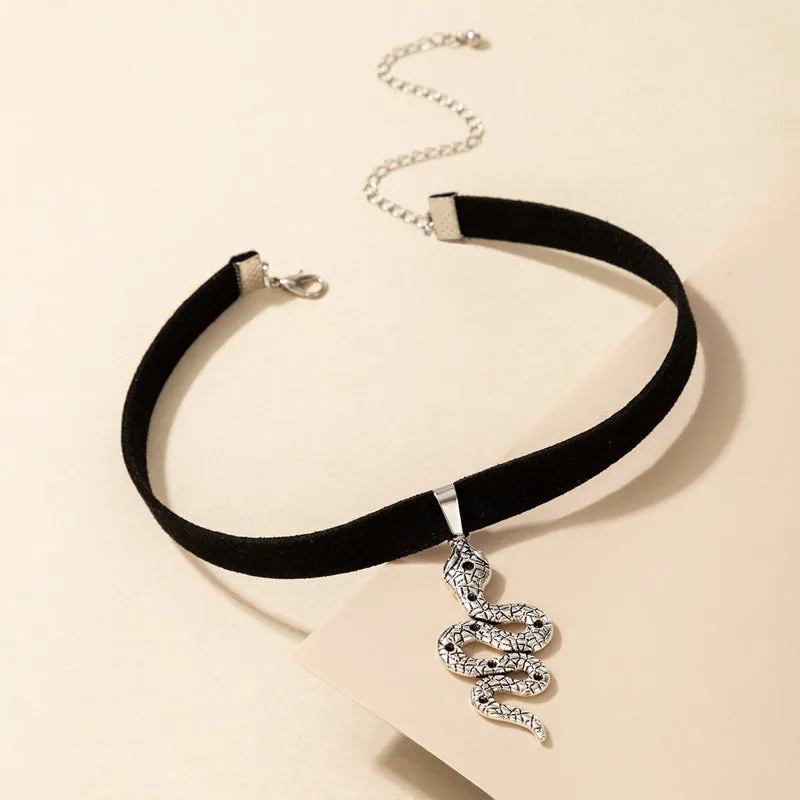 Baroque snake shape choker necklace gothic grunge style women silver gold alloy gift