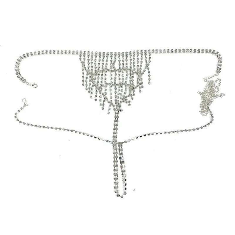 Silver multi-layer rhinestone waist chain hip-hop style women's jewelry