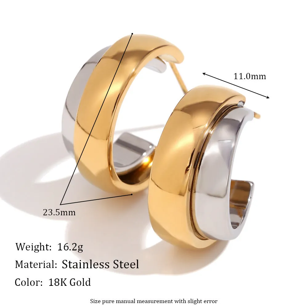 Gold electroplated geometric jewellery set for women with earrings, necklace, and bracelet.