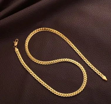 Men gold tone snake chain necklace 5mm width unisex metal geometric no pendant