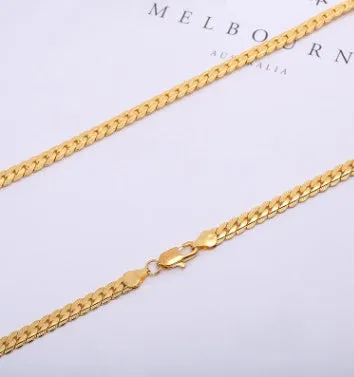 Men gold tone snake chain necklace 5mm width unisex metal geometric no pendant