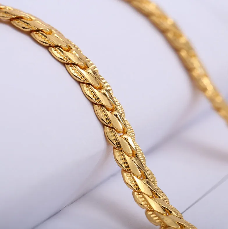 Men gold tone snake chain necklace 5mm width unisex metal geometric no pendant