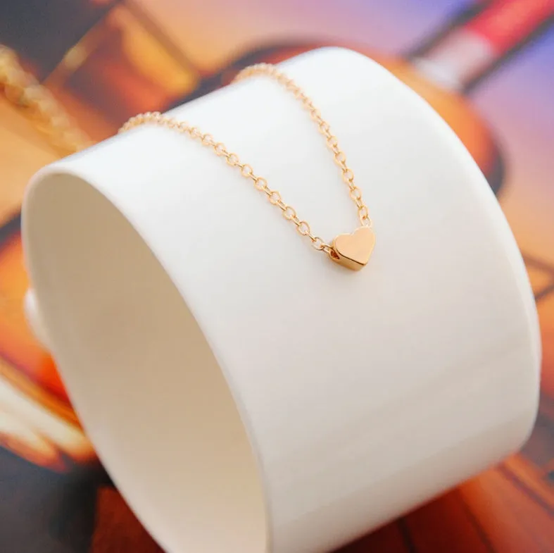Heart & Soul choker necklace with heart-shaped alloy pendant, plating finish, gold colour, 35cm chain