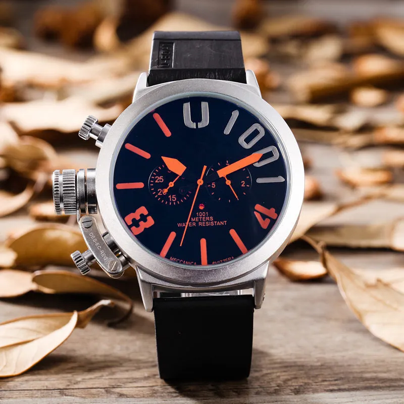 Men's 5-needled automatic mechanical watch with round alloy case and mineral glass mirror, 37mm dial diameter