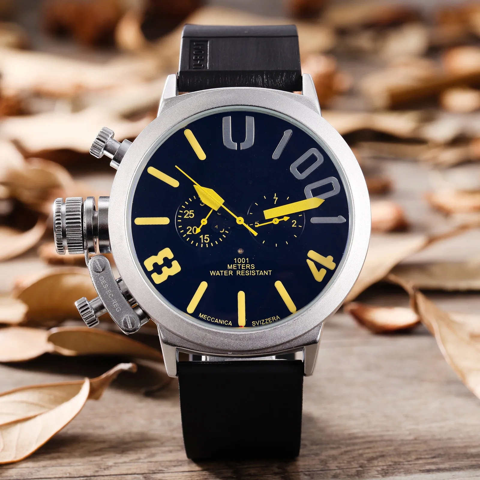 Men's 5-needled automatic mechanical watch with round alloy case and mineral glass mirror, 37mm dial diameter