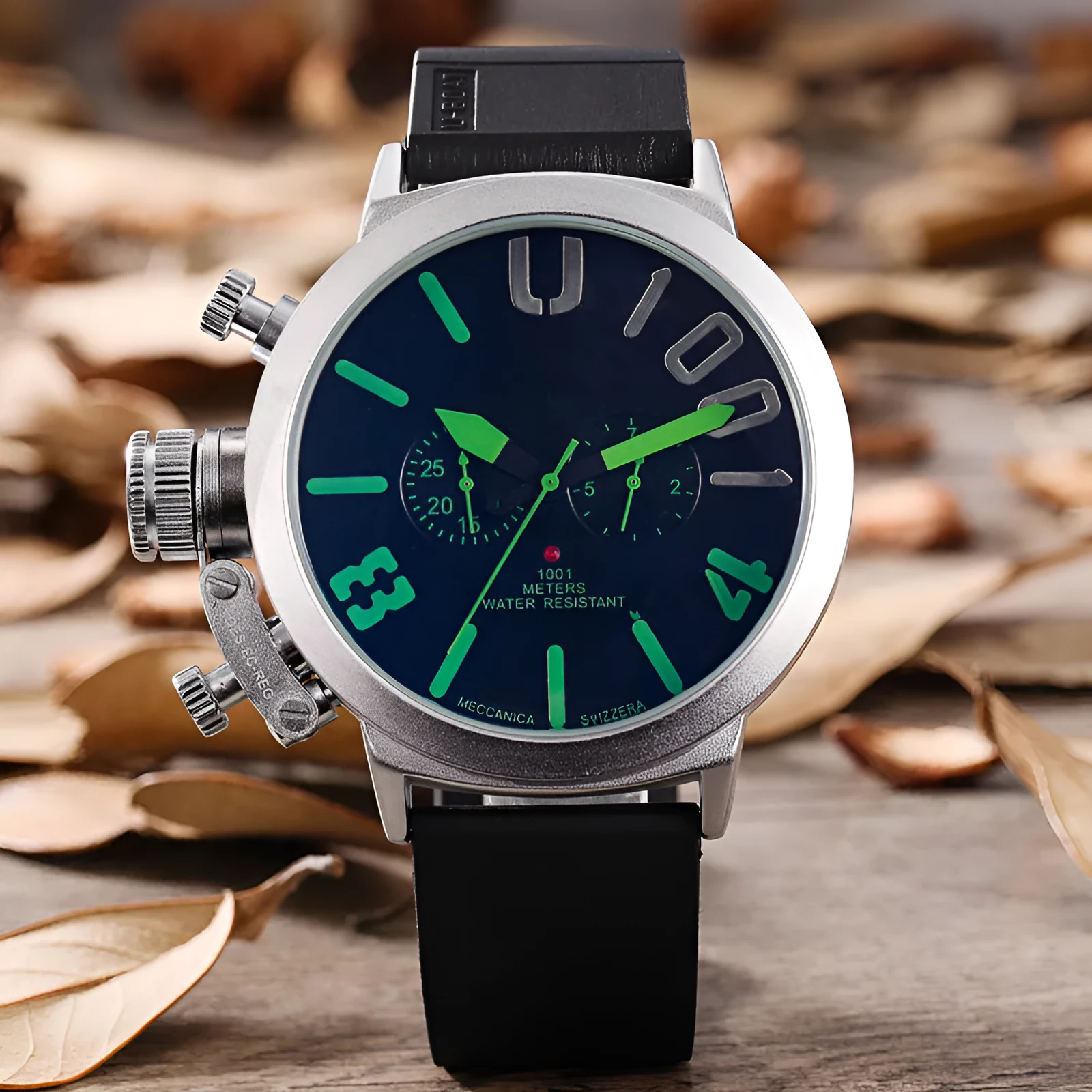 Men's 5-needled automatic mechanical watch with round alloy case and mineral glass mirror, 37mm dial diameter
