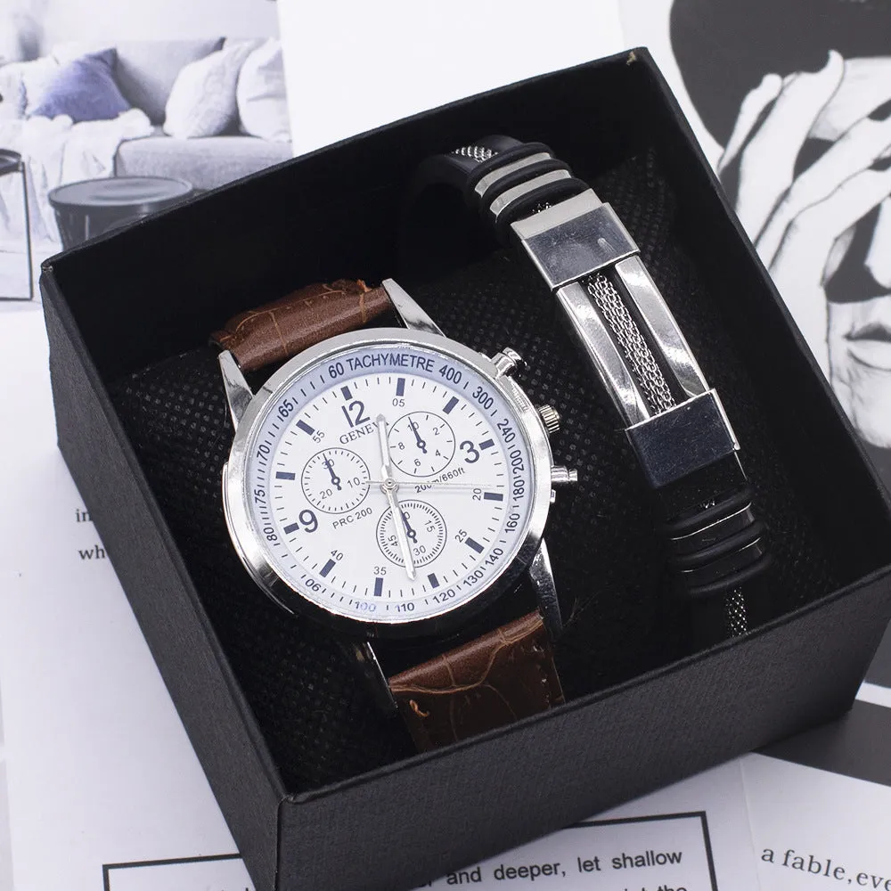 Men's quartz watch with alloy case, glass mirror, and blue light dial, 4.2 cm, black brown colour