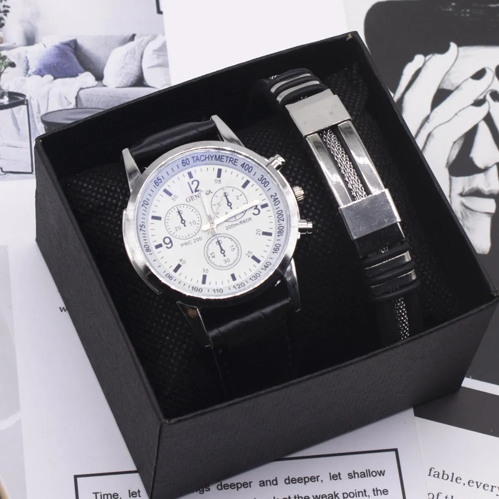 Men's quartz watch with alloy case, glass mirror, and blue light dial, 4.2 cm, black brown colour