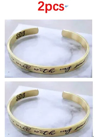 Titanium steel cuff bracelet with engraved inspirational quotes, 6mm width, vacuum-plated finish