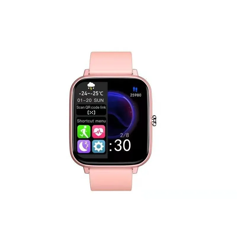 Smartwatch with Bluetooth calling and full touch screen in pink colour on wrist