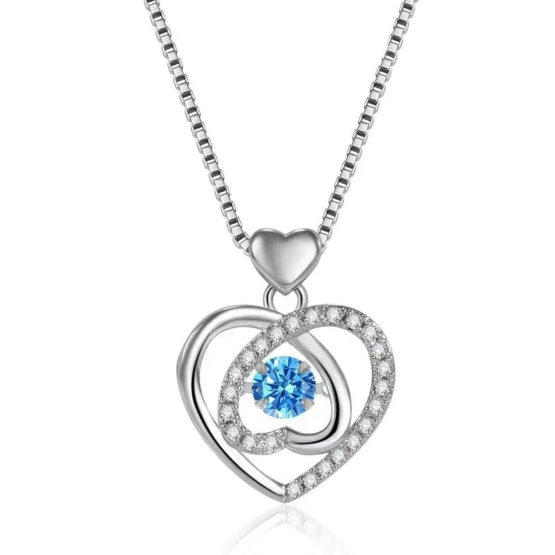 Blue beating heart necklace and bracelet set with mixed gem inlay on electroplated copper
