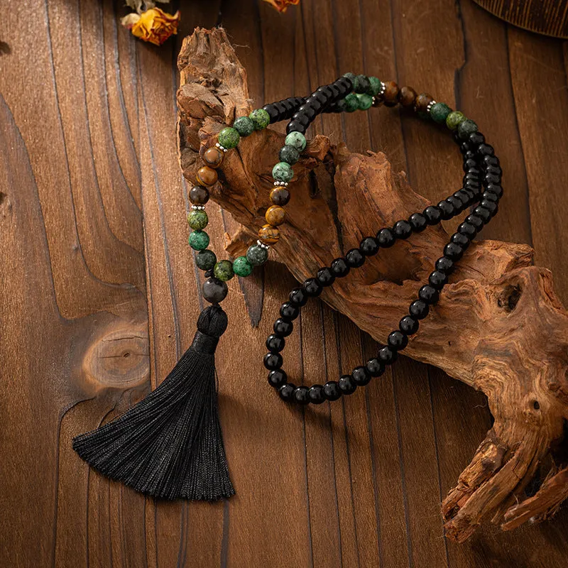 Bohemian vintage tassel bead chain necklace approximately 80-85cm long with matching bracelet