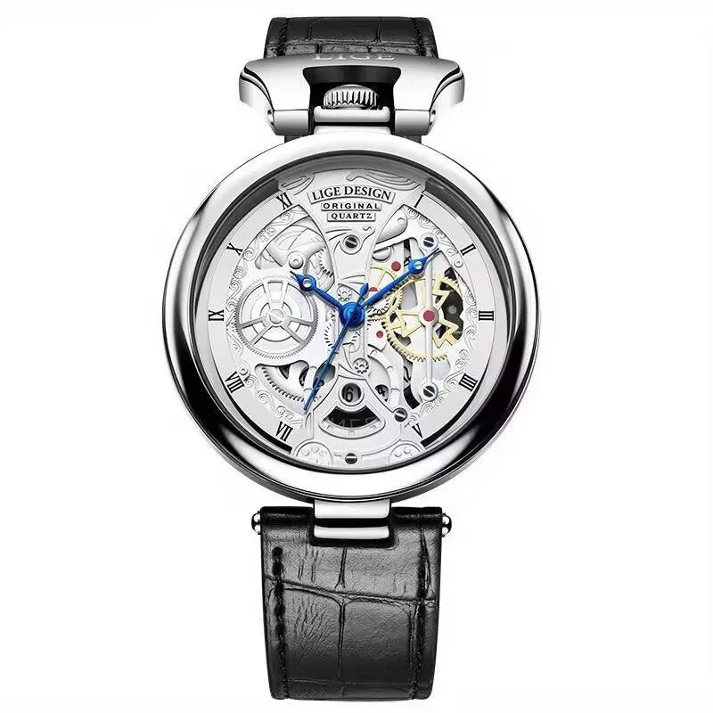 Men's casual waterproof wrist watch 13mm zinc alloy case belt strap stainless steel buckle