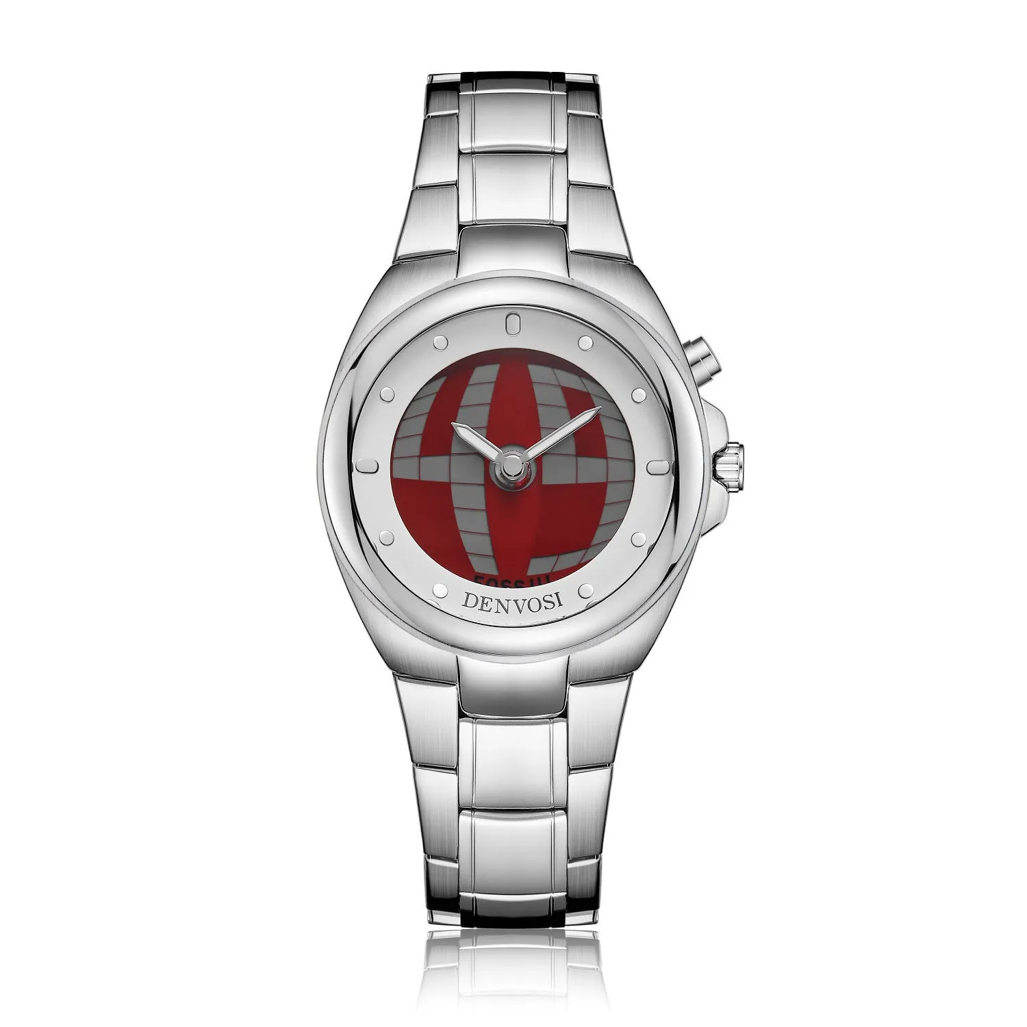 Men's digital dual display watch with 40mm dial, alloy strap, and stainless steel buckle in red or blue colour options