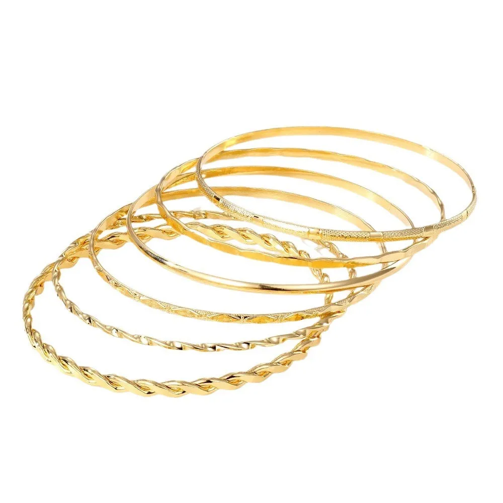 Gold tone bohemian metal chain bracelet set for women with geometric links and musical note bangles