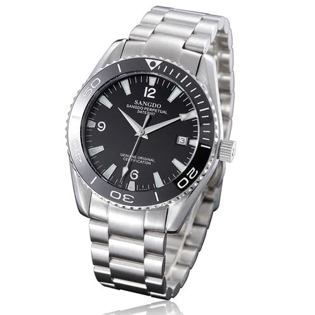 Men's automatic mechanical watch with 42mm stainless steel dial and strap, calendar window, luminous hands