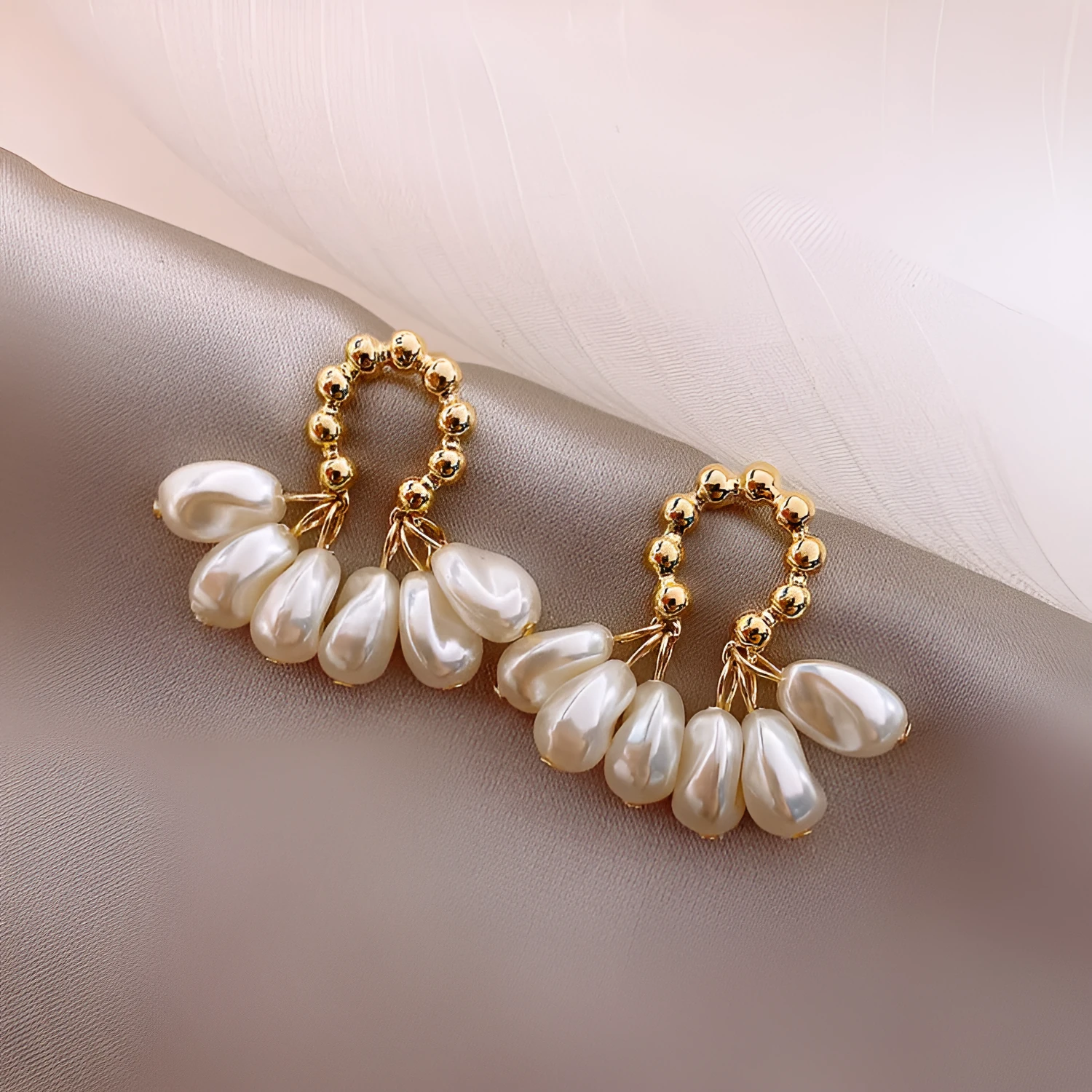 Baroque pearl drop earrings with silver or gold plated alloy setting for women